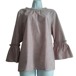 Talbots Cotton Red and White Stipe Top Size XL